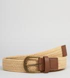 Asos Design Plus Slim Woven Belt In Beige - Beige