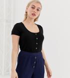 Vero Moda Petite Button Through Top-black