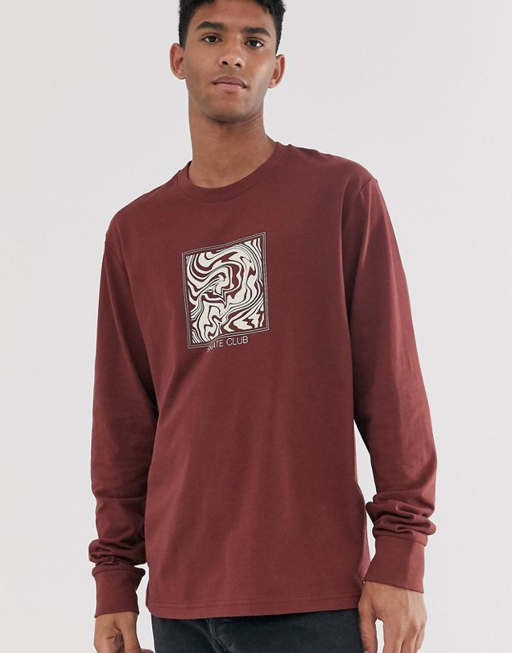 Brooklyn Supply Co Crew Neck Sweatshirt With Skate Print In Burgundy - Red