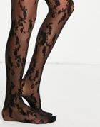 Pretty Polly Floral Mesh Tights In Black