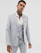 Harry Brown Slim Fit Light Gray Check Suit Jacket