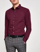 River Island Long Sleeve Poplin Shirt In Red