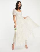 Needle & Thread Bridal Midaxi Dress In Ivory With Silver Gingham Embellishment