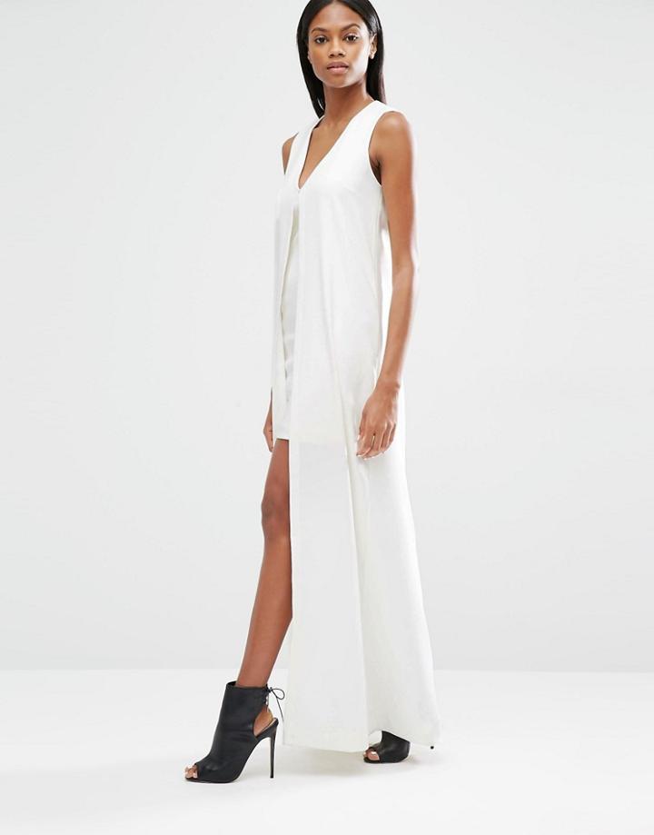 Lavish Alice Chiffon Overlay Mini Dress - White