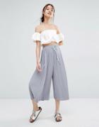 Zacro Wide Leg Awkward Length Trousers In Micro Pleats - Gray