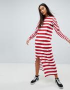 Asos Design Ultimate T-shirt Maxi Dress In Cut About Stripe - Multi