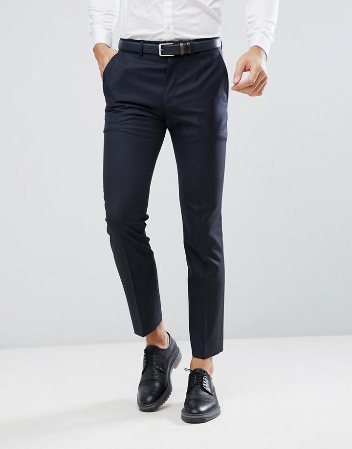 Asos Slim Suit Pants In Navy 100% Wool - Navy