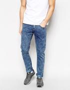 Native Youth Straight Fit Acid Wash Jeans - Blue