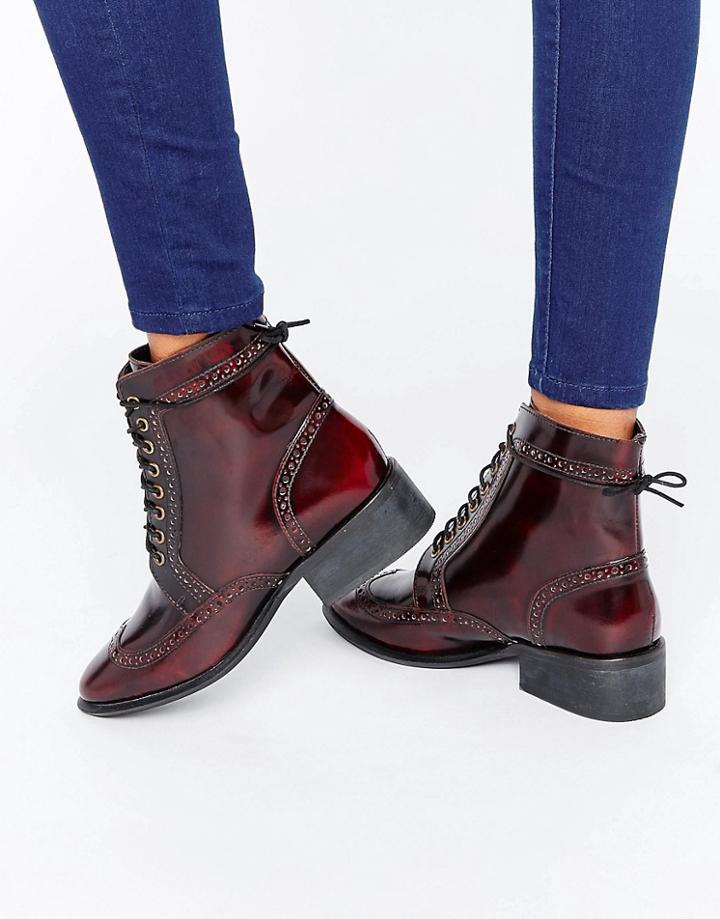 Asos Amar Leather Lace Up Brogue Boots - Brown