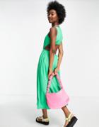 Asos Design Cut-out Back Midi Dress In Green