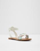 Aldo Onerran Plaited Ankle Strap Flat Sandals In White Mix-multi