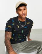 Nike All-over Logo Print T-shirt In Black