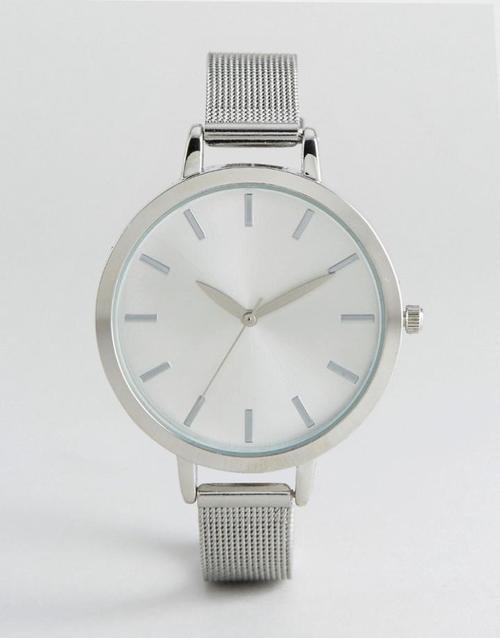 New Look Clean Mesh Strap Watch - Silver