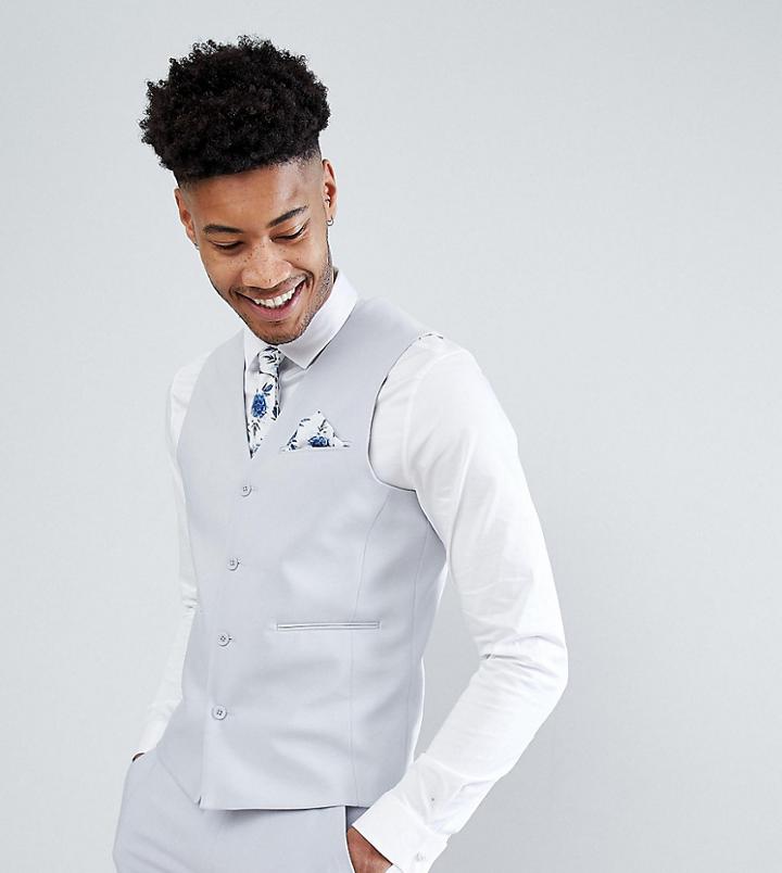 Asos Tall Wedding Skinny Suit Vest In Ice Gray - Gray