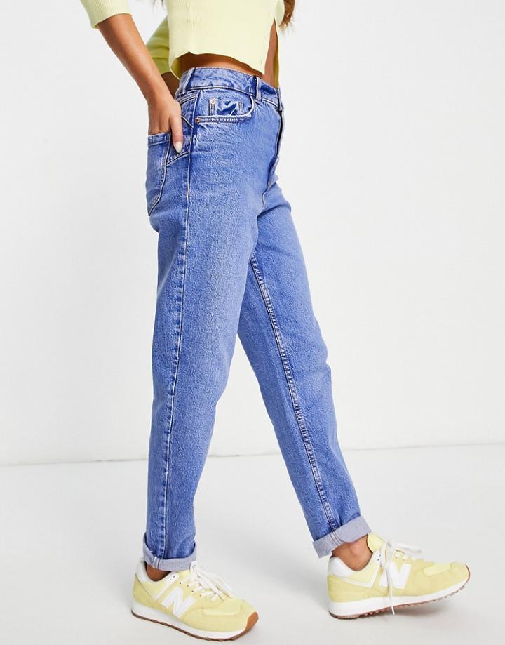 New Look Waist Enhance Mom Jeans In Blue-blues