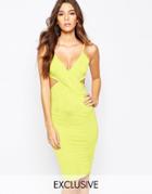 Naanaa Cross Front Body-conscious Midi Dress With Cut Out Back - Black