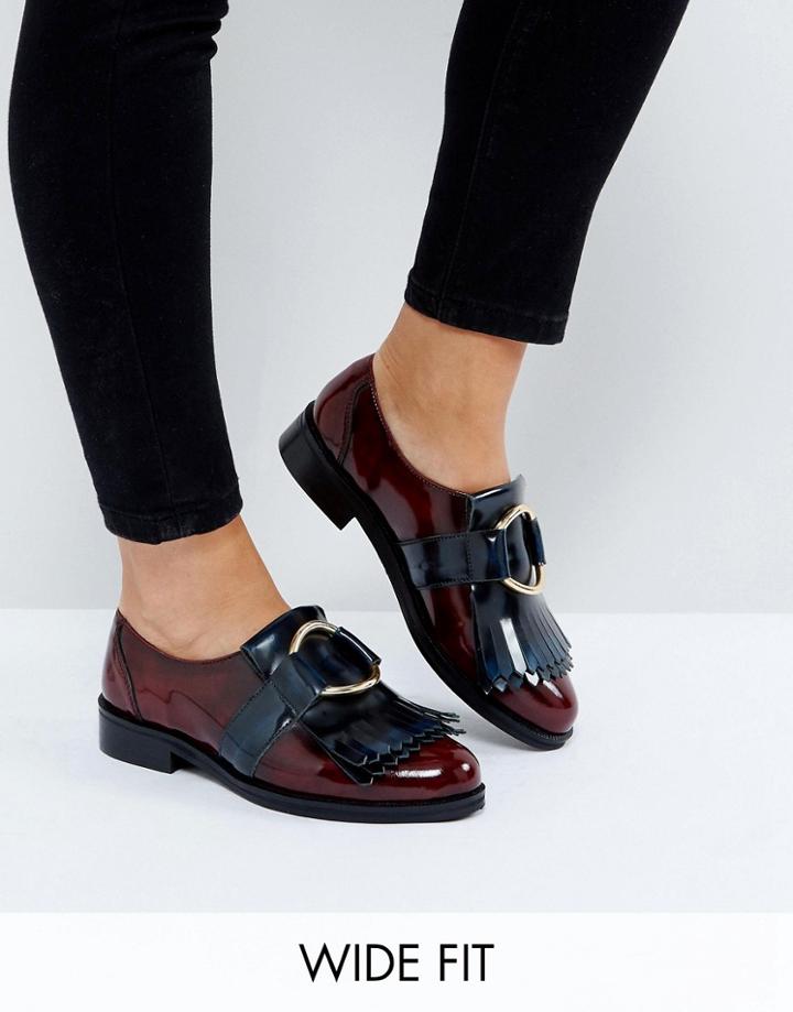 Asos Millennium Wide Fit Leather Flat Shoes - Navy