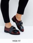 Asos Millennium Wide Fit Leather Flat Shoes - Navy