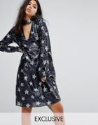 Reclaimed Vintage Extreme Drape Sequin Midi Dress With All Over Star -