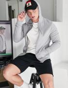 Asos Design Zip Up Hoodie In Grey Marl - Grey-gray