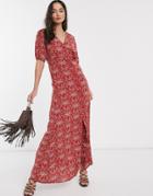 Y.a.s Jellica Floral Print Maxi Dress-red