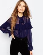 Asos Ultimate Pussy Bow Blouse - Navy