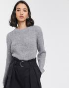 Only Ribbed Sweater In Gray-grey