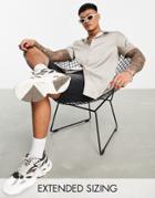 Asos Design Regular Satin Shirt In Recycled Polyester In Gray - Lgray