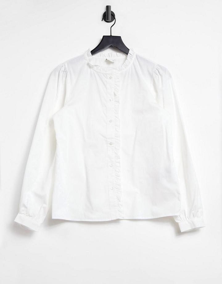Jdy Ruffle Collar Shirt In White