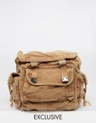 Reclaimed Vintage Overdyed Backpack - Beige