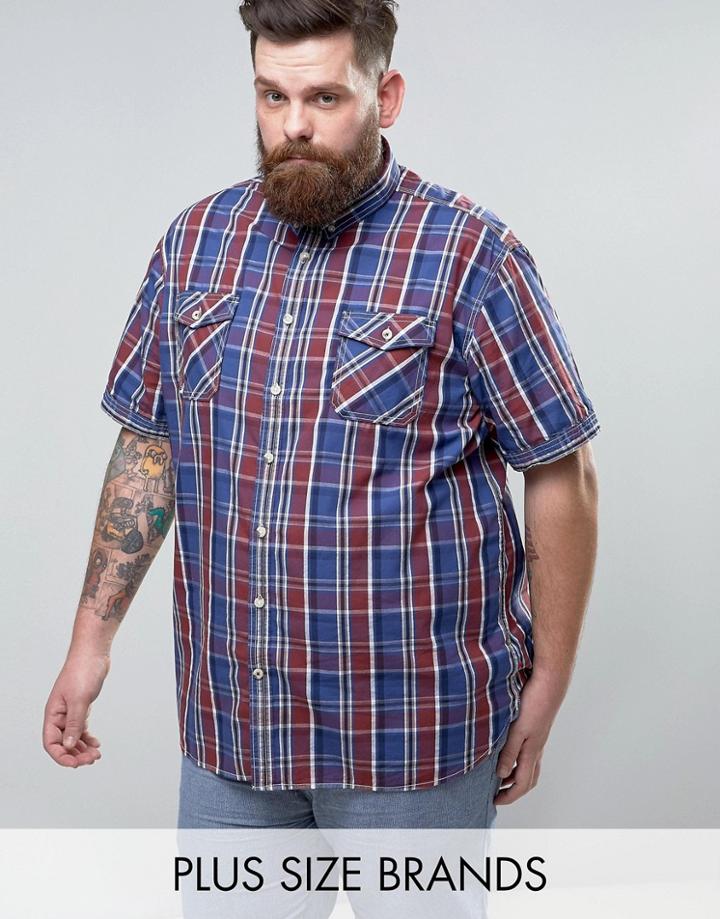 Duke Plus Check Shirt In Blue & Red - Red