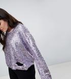Religion Plus Oversized Sweater In All Over Embellishment - Purple