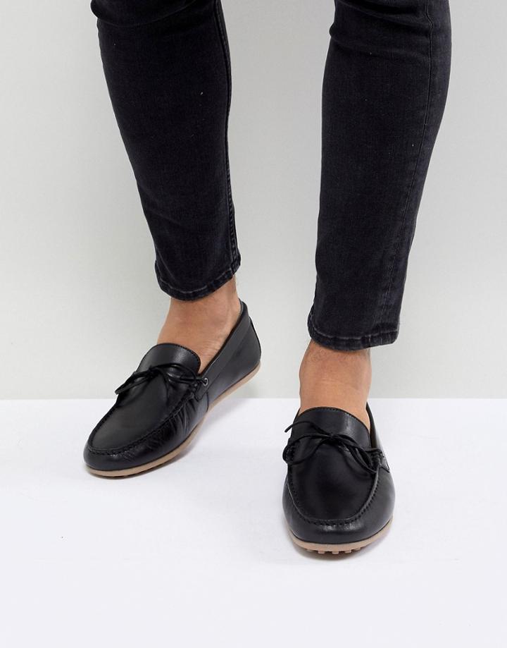 Walk London Albert Leather Loafers In Black - Black