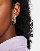 Pieces Multicolored Diamante Hoop Earrings In Gold