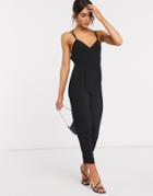 Asos Design Strappy Back Peg Jumpsuit In Black