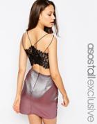 Asos Tall Lace Back Metallic Body-conscious Dress - Lilac