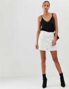 In The Style Sarah Ashcroft Button Detail Mini Skirt - White
