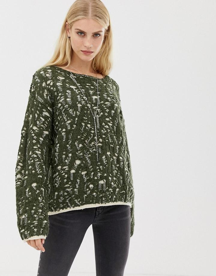 Deby Debo Flaviana Wool Blend Mixed Yarn Sweater - Black