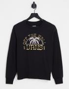 Vans Oversized Long Sleeve T-shirt With Palm Print In Black