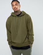 Sixth June Oversized Hoodie With Dropped Shoulder - Green
