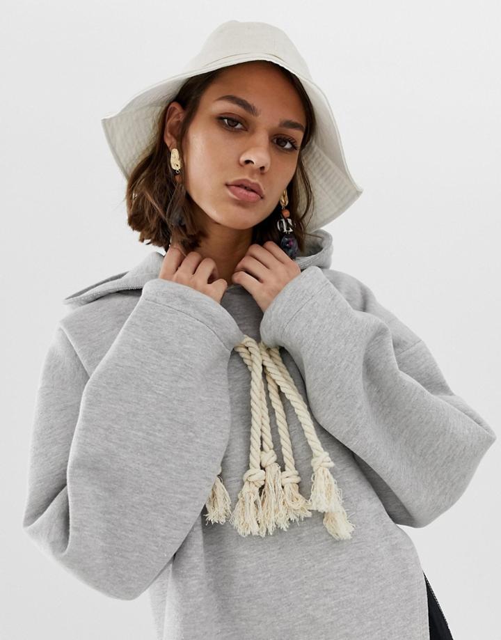Asos Design Wide Linen Bucket Hat - Cream