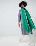 Asos Design Supersoft Long Woven Scarf With Tassels - Green