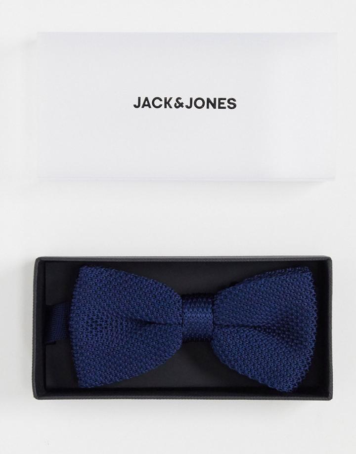 Jack & Jones Knitted Bow Tie In Navy
