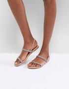 Asos Fixable Embellished Flat Sandals - Beige