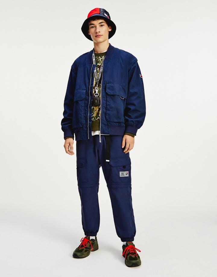 Tommy Jeans Zip Out Sleeves Bomber Jacket In Navy