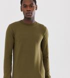 Asos Design Tall Muscle Sweatshirt In Dark Khaki - Green