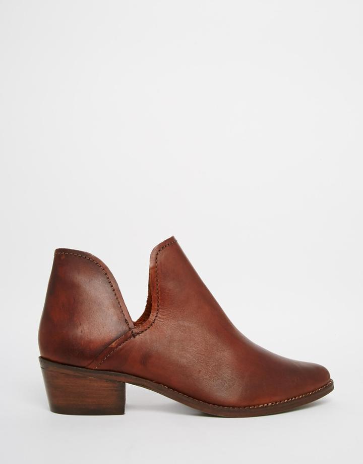 Steve Madden Austyn Tan Cut Out Western Boots - Cognac Leather
