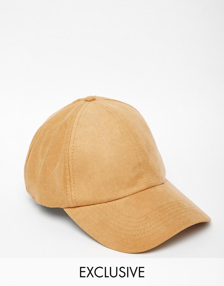 Reclaimed Vintage Baseball Cap In Faux Suede - Beige