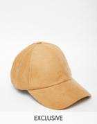 Reclaimed Vintage Baseball Cap In Faux Suede - Beige