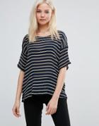 Vila Striped Short Sleeve Tee - Blue